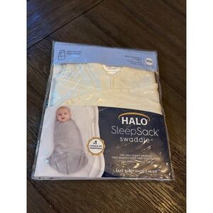 HALO SleepSack Swaddle Newborn NB Cream Cotton 1.5 TOG 3-Way Adjustable Wrap